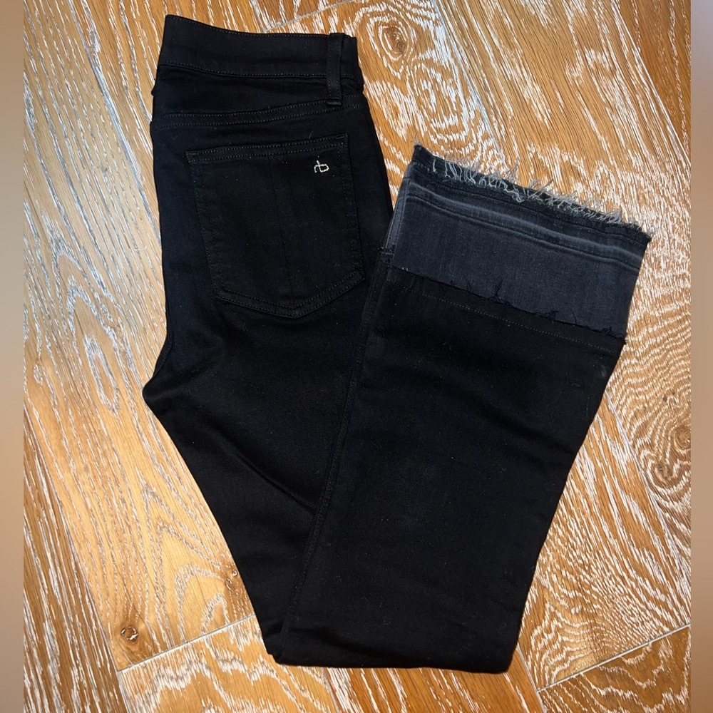 Rag & Bone Jean 10 Inch Crop Flare Black Jeans - Size 25